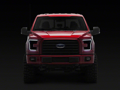 Raxiom CXR Series LED Headlights with DRL and Sequential Turn Signals; Black Housing; Clear Lens (15-17 F-150 w/ Factory Halogen Headlights)