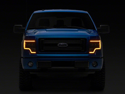 Raxiom CXR Series LED Headlights with Amber DRL; Black Housing; Clear Lens (09-14 F-150)