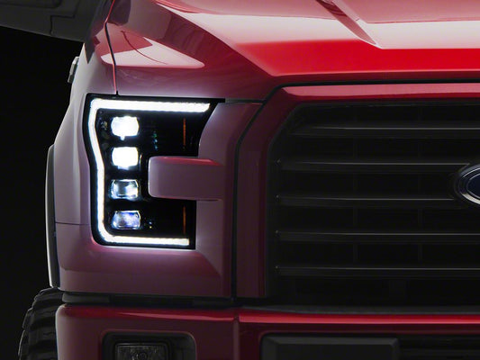 Raxiom CXR Series V2 LED Projector Headlights; Black Housing; Clear Lens (15-17 F-150; 18-20 F-150 Raptor)