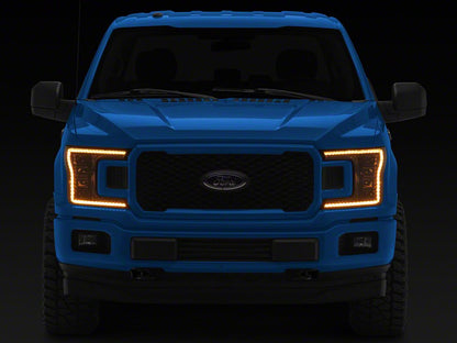 Raxiom CXR Series LED Headlights with Amber DRL; Black Housing; Clear Lens (18-20 F-150)