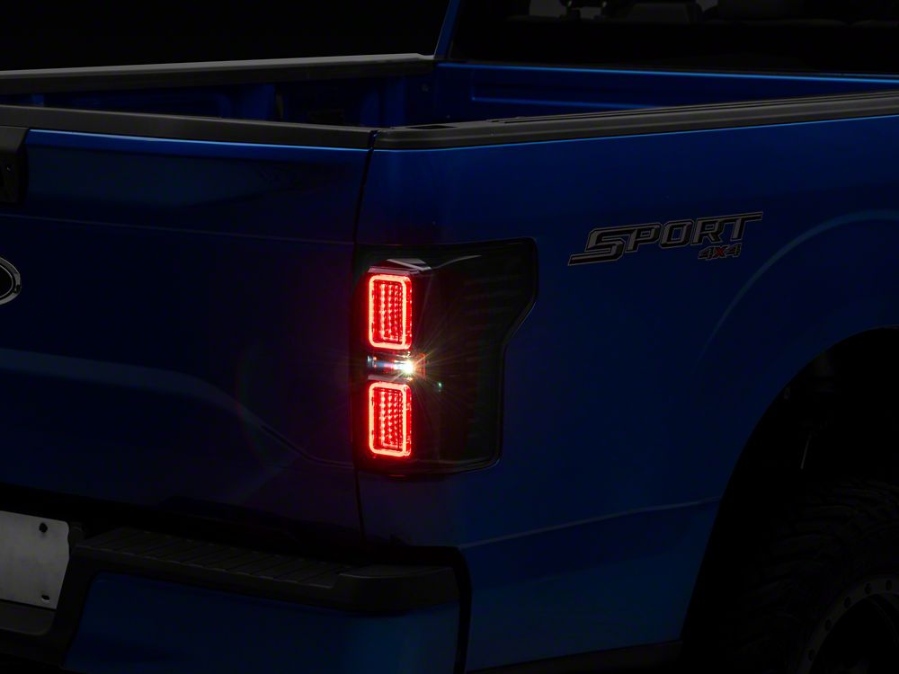 Raxiom CXR Series LED Tail Lights; Black Housing; Smoked Lens (15-17 F-150 w/ Factory Halogen Non-BLIS Tail Lights)