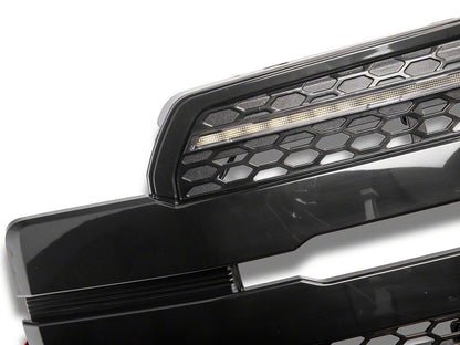 Raxiom CXR Series LED Upper Replacement Grille with White DRL; Black (18-20 F-150, Excluding Raptor)