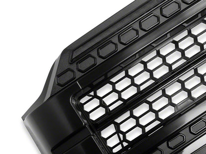 Raxiom CXR Series LED Upper Replacement Grille with White DRL; Black (21-23 F-150, Excluding Raptor)