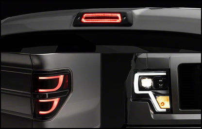 Raxiom Projector Headlights with LED Accent, G2 LED Tail Lights and Axial Series Smoked LED Third Brake Light; Black Housing; Clear Lens (09-14 F-150 Styleside w/ Factory Halogen Headlights, Excluding Raptor)