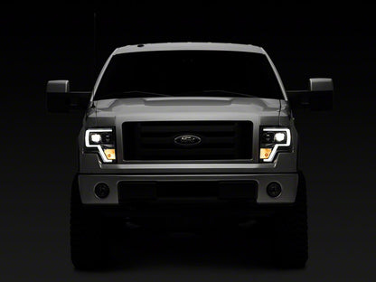 Raxiom Projector Headlights with LED Accent, G2 LED Tail Lights and Axial Series Smoked LED Third Brake Light; Black Housing; Clear Lens (09-14 F-150 Styleside w/ Factory Halogen Headlights, Excluding Raptor)