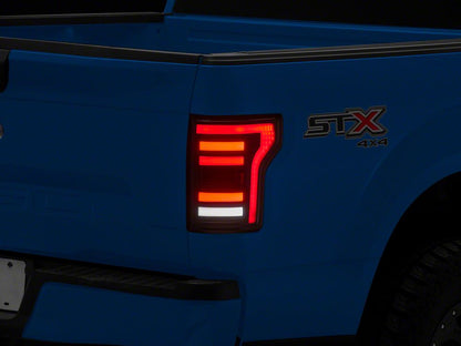 Raxiom RBX LED Tail Lights; Black Housing; Smoked Lens (15-20 F-150 w/ Factory Halogen Tail Lights)