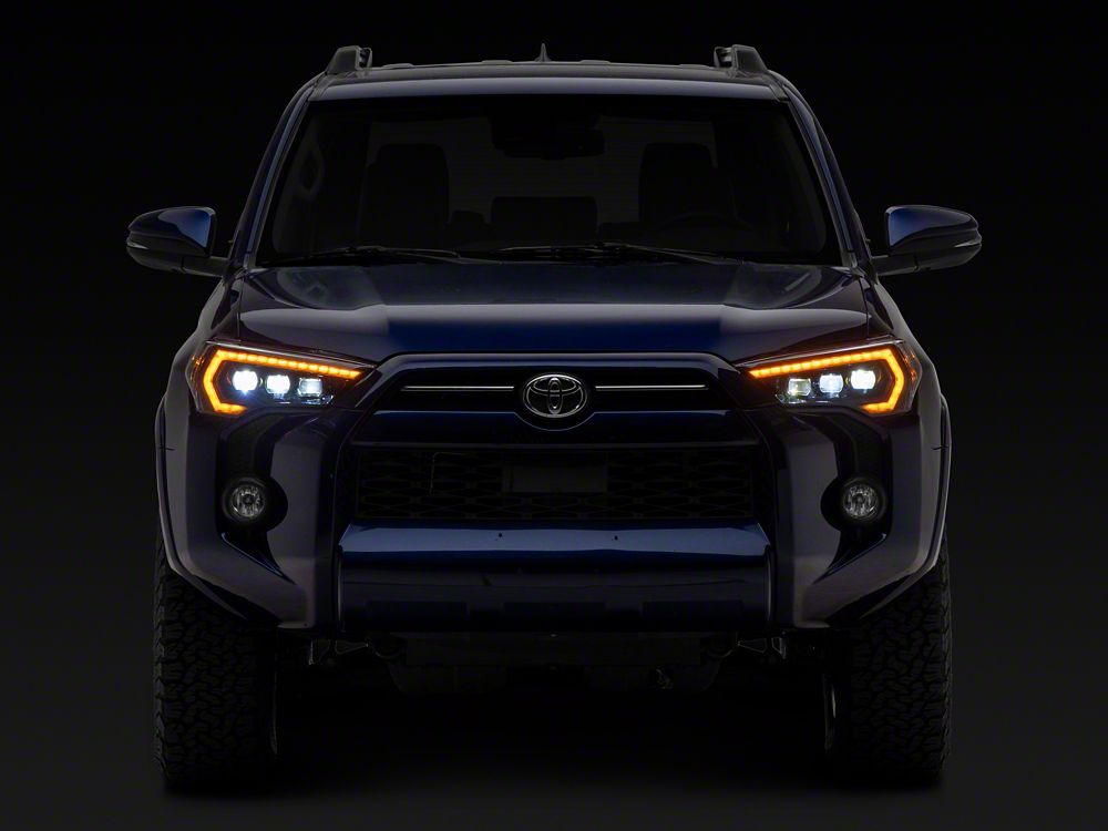 Raxiom CXR Series LED Headlights with Amber DRL; Black Housing; Clear Lens (14-24 4Runner w/ Factory Halogen Headlights)