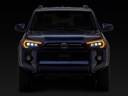 Raxiom CXR Series LED Headlights with Amber DRL; Black Housing; Clear Lens (14-24 4Runner w/ Factory Halogen Headlights)
