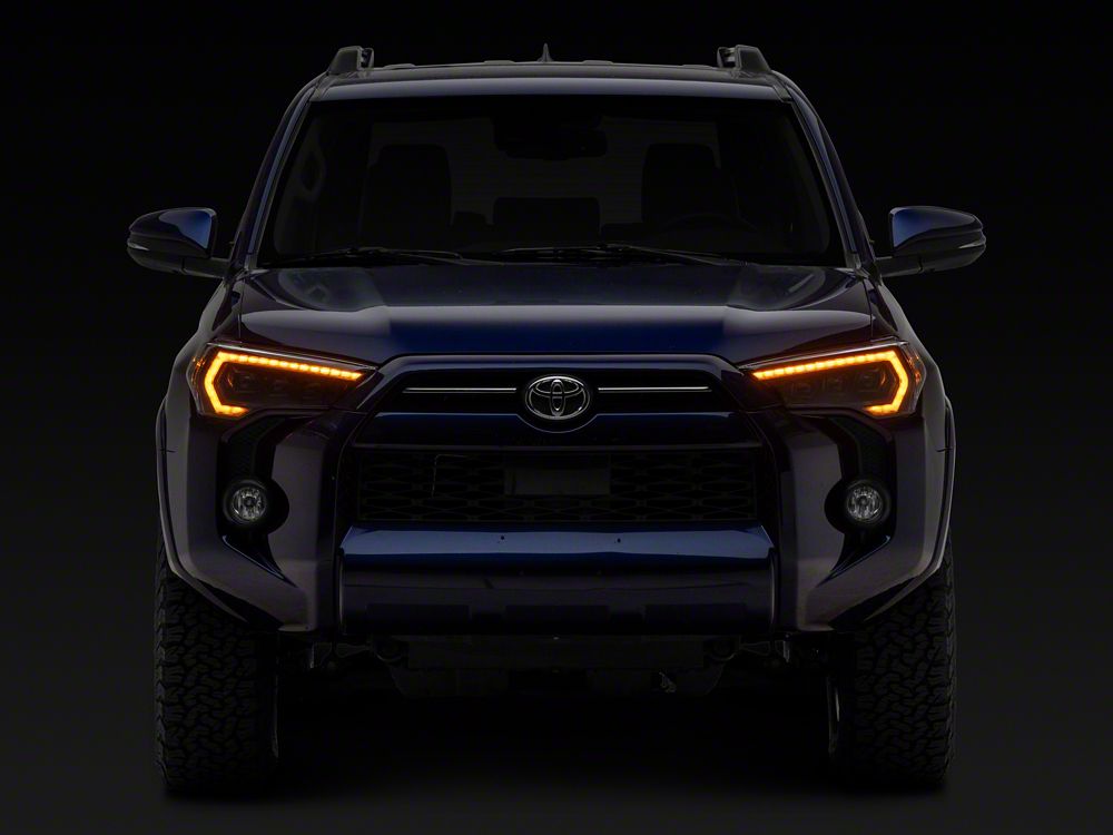Raxiom CXR Series LED Headlights with Amber DRL; Black Housing; Clear Lens (14-24 4Runner w/ Factory Halogen Headlights)
