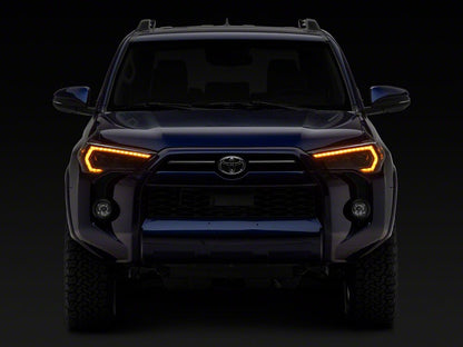 Raxiom CXR Series LED Headlights with Amber DRL; Black Housing; Clear Lens (14-24 4Runner w/ Factory Halogen Headlights)
