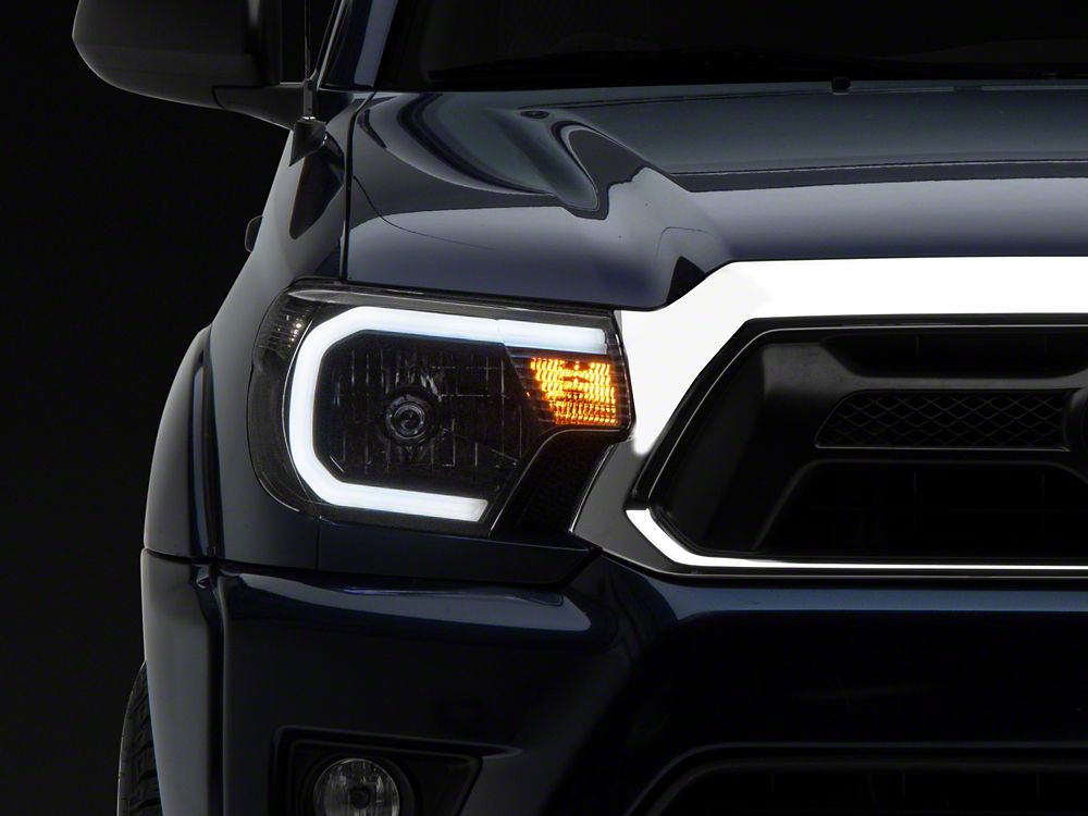 Raxiom Axial Series Headlights with LED Bar; Black Housing; Clear Lens (12-15 Tacoma)
