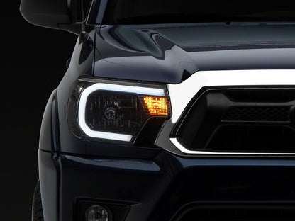 Raxiom Axial Series Headlights with LED Bar; Black Housing; Clear Lens (12-15 Tacoma)