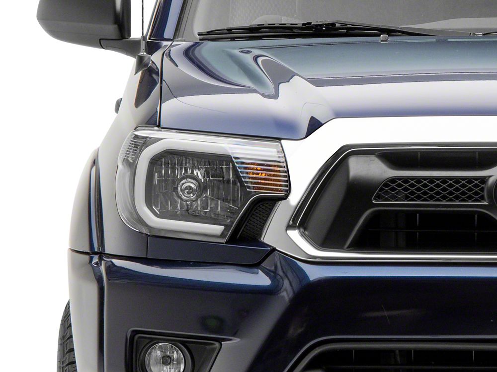 Raxiom Axial Series Headlights with LED Bar; Black Housing; Clear Lens (12-15 Tacoma)