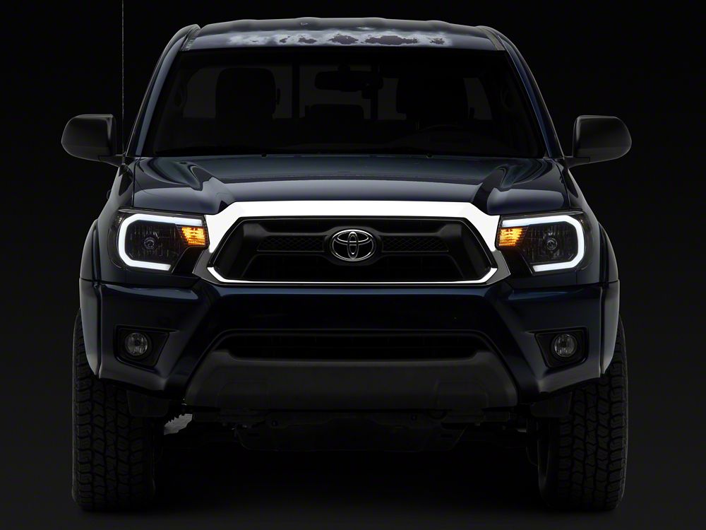 Raxiom Axial Series Headlights with LED Bar; Black Housing; Clear Lens (12-15 Tacoma)