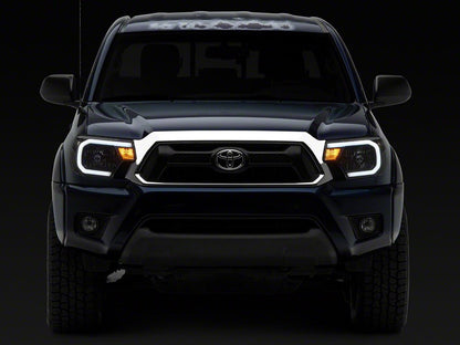 Raxiom Axial Series Headlights with LED Bar; Black Housing; Clear Lens (12-15 Tacoma)