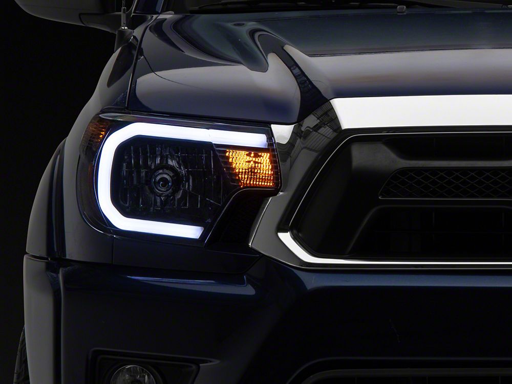 Raxiom Axial Series Headlights with Sequential LED Bar; Black Housing; Clear Lens (12-15 Tacoma)