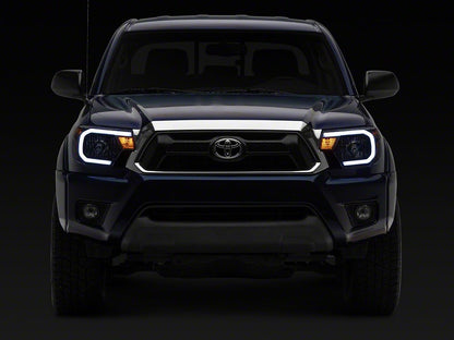 Raxiom Axial Series Headlights with Sequential LED Bar; Black Housing; Clear Lens (12-15 Tacoma)