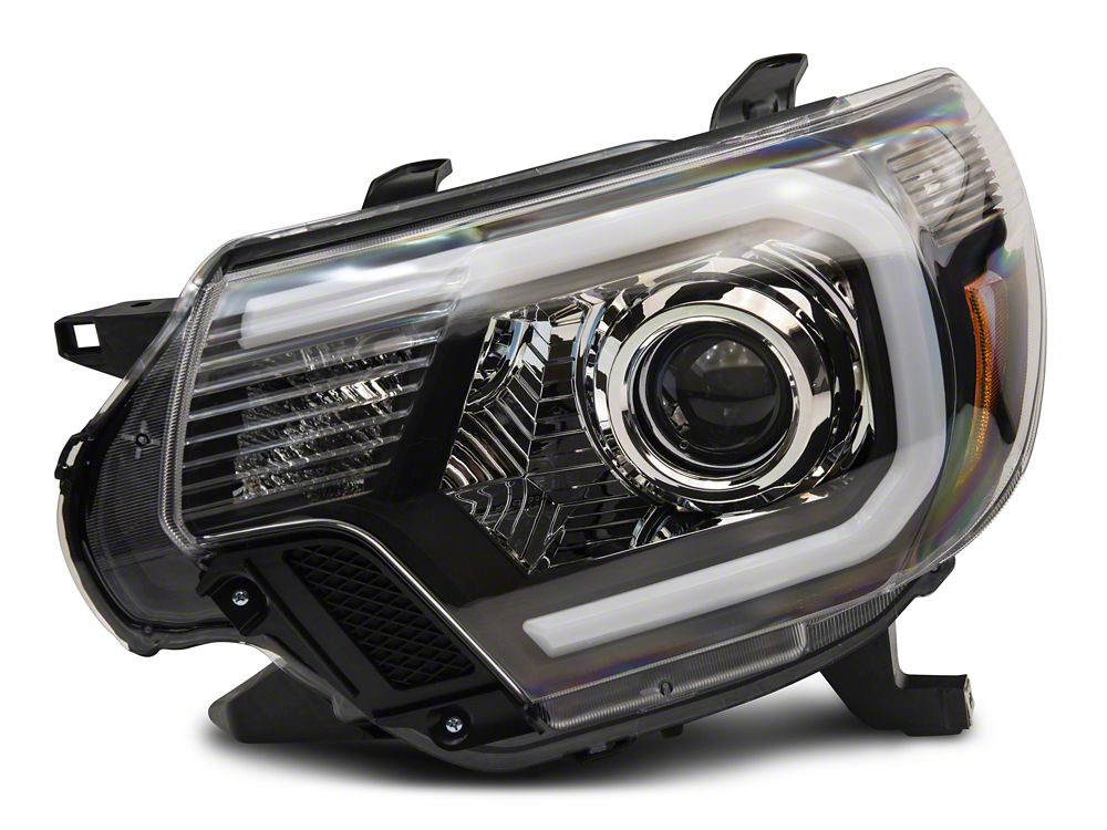 Dual LED Tube Projector Headlights For Toyota Tacoma 2005-2011 – Black U-Bar Style