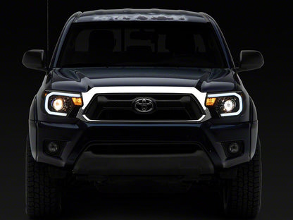 Raxiom Axial Series Projector Headlights with LED Bar; Black Housing; Clear Lens (12-15 Tacoma)