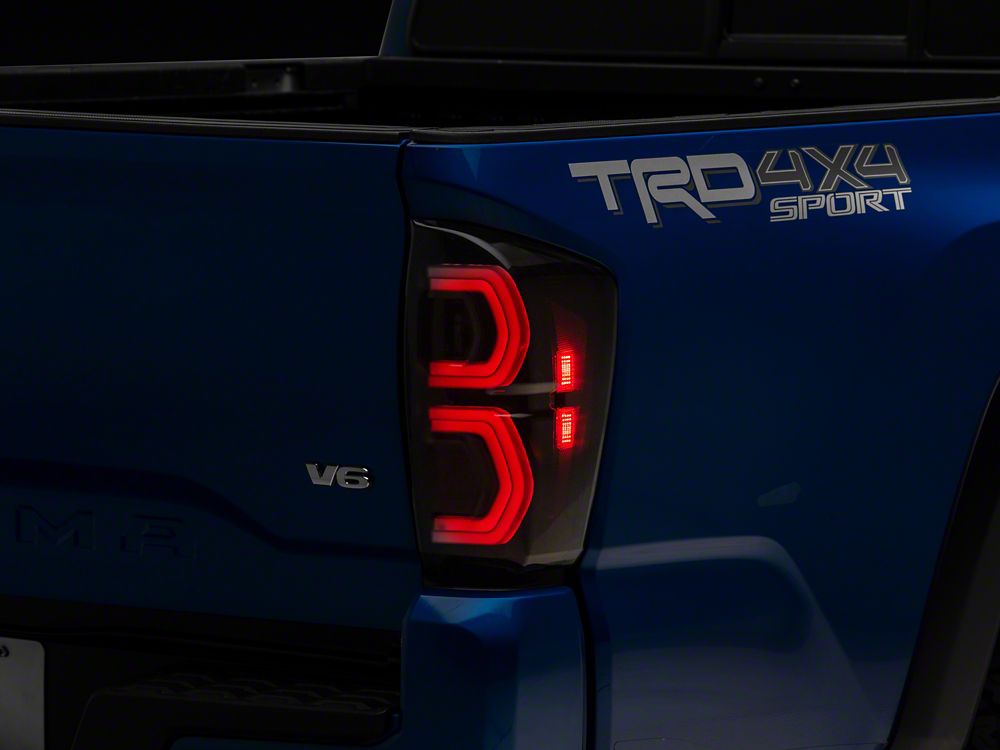 Raxiom Deuce LED Tail Lights; Black Housing; Smoked Lens (16-23 Tacoma)