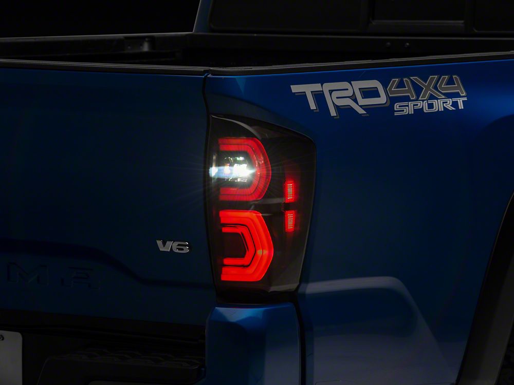 Raxiom Deuce LED Tail Lights; Black Housing; Smoked Lens (16-23 Tacoma)