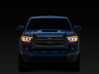 Raxiom CXR Series V2 LED Projector Headlights; Black Housing; Clear Lens (16-23 Tacoma w/ Factory Halogen DRL)