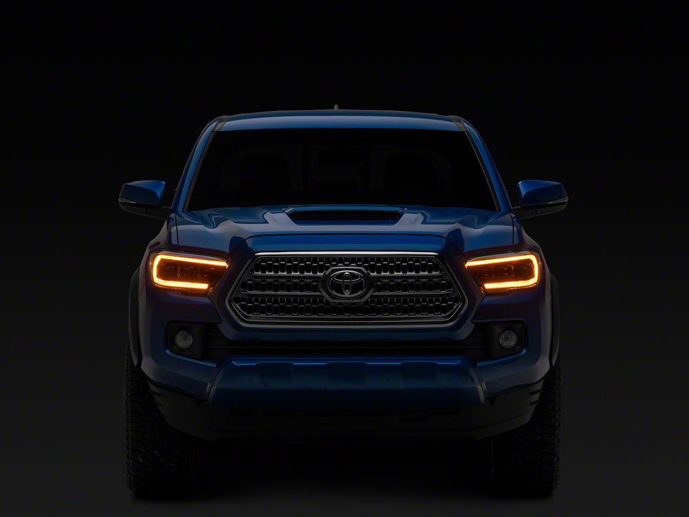 Raxiom CXR Series V2 LED Projector Headlights; Black Housing; Clear Lens (16-23 Tacoma w/ Factory Halogen DRL)
