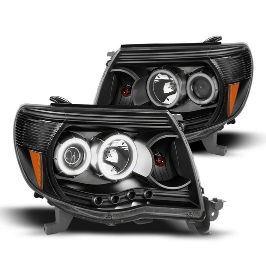 Raxiom Super White LED Halo Projector Headlights; Black Housing; Clear Lens (05-09 Tacoma)