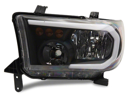 Raxiom Axial Series Headlights with Sequential LED Bar; Black Housing; Clear Lens (07-13 Tundra w/o Level Adjuster)