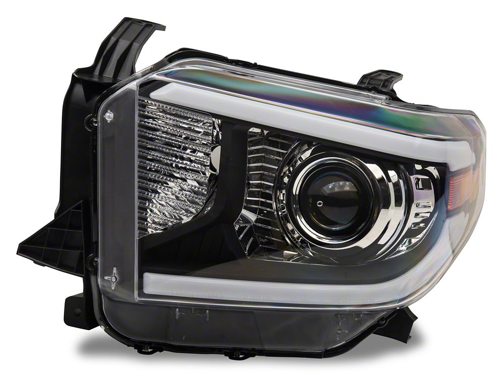 Raxiom Axial Series Projector Headlights with LED Bar; Black Housing; Clear Lens (14-21 Tundra w/ Factory Halogen Headlights)